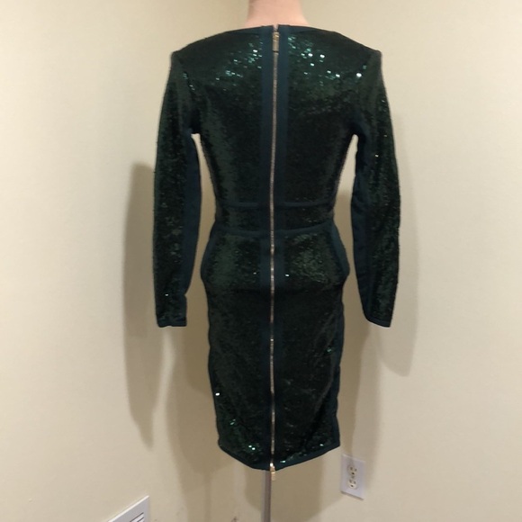 Herve Leger Sequin Bandage Dress Size Small Emerald Green - Picture 6 of 10